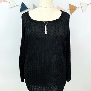 Jones NY Semi-Sheer Black Top w/min Silver Shimmer